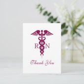 Red Caduceus Nurse Graduate Vielen Dank Postkarte (Stehend Vorderseite)