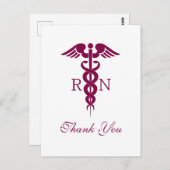 Red Caduceus Nurse Graduate Vielen Dank Postkarte (Vorne/Hinten)