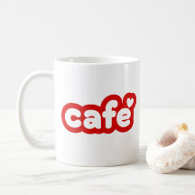 Red "Café" Tasse mit Herzdetails