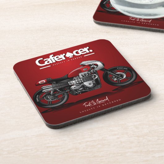 Red CafeRacer Motorrad Untersetzer | UNTERSETZER S (Linke Seite)