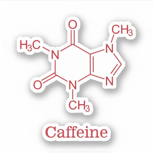 Red Caffein Molecule Aufkleber (Vorderseite)