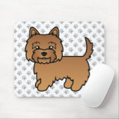 Red Cairn Terrier Dog Illustration & Paws Mousepad (Mit Mouse)