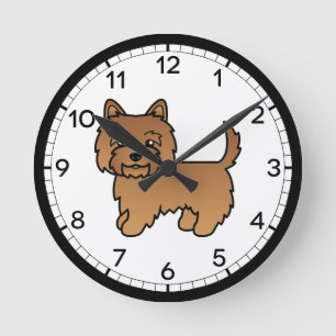 Red Cairn Terrier Dog Niedlicher Cartoon Illustrat Runde Wanduhr
