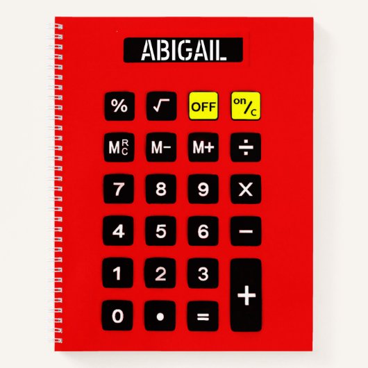 Red Calculator mit Name Notizblock (Vorderseite)
