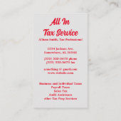 Red Calculator Tax Service Visitenkarte (Rückseite)