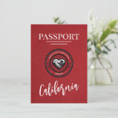 Red California Passport Save the Date (Stehend Vorderseite)