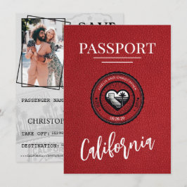 Red California Passport Save the Date