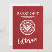 Red California Passport Wedding Einladung (Rückseite)