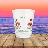 Red California Wedding Bride Groom Einrichtung Dat Schnapsglas