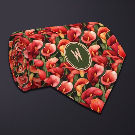 Red Calla Lilien Floral Neck Tie Krawatte