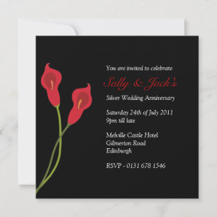 Red Calla Lilies Anniversary Party - schwarz Einladung