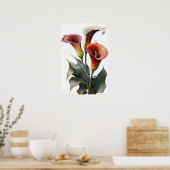 Red Calles Lilies Lily Blume Art Pseudonym Poster (Küche)