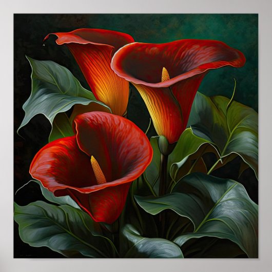 Red Calles Lilies Lily Blume Art Pseudonym Poster (Vorne)