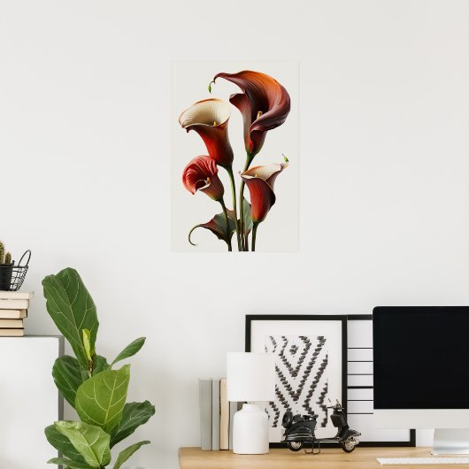Red Calles Lilies Lily Blume Art Pseudonym Poster (Heimbüro)