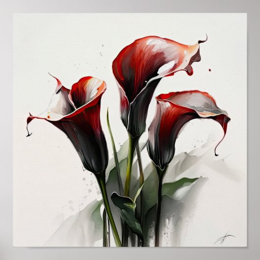 Red Calles Lilies Lily Blume Art Pseudonym Poster (Vorne)