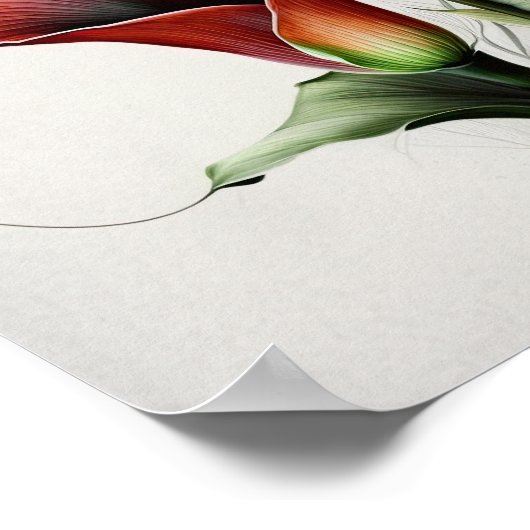 Red Calles Lilies Lily Blume Art Pseudonym Poster (Ecke)