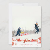 Red Calligraphy Foto Snowflake Weihnachten Einladung (Vorderseite)