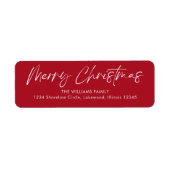 Red Calligraphy Frohe Weihnachts-Rücksendeadresse (Vorne)