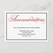 Red Calligraphy Script Wedding Accommodations Card Begleitkarte (Vorderseite)