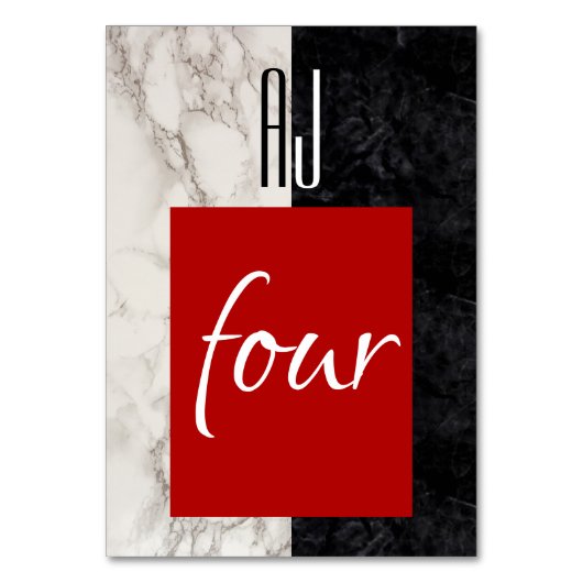 Red Calligraphy Wedding Tischnummer (Rückseite)