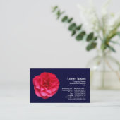 Red Camelia II - Navy Blue Visitenkarte (Stehend Vorderseite)