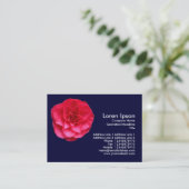 Red Camelia - Navy Blue Visitenkarte (Stehend Vorderseite)