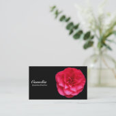Red Camelia - Schwarz und Dunkelgrau Visitenkarte (Stehend Vorderseite)