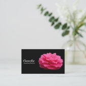 Red Camelia - Schwarz Visitenkarte (Stehend Vorderseite)