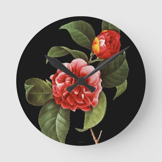 Red Camellia 1833 Runde Wanduhr (Vorderseite)