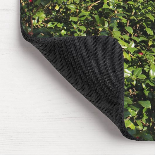 Red Camellia Bush Mousepad (Ecke)