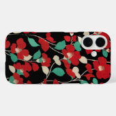 RED CAMELLIAS, WEISSE GRÜNE BLÄTTER BLACK Dark Flo Case-Mate iPhone Hülle (Rückseite (Horizontal))