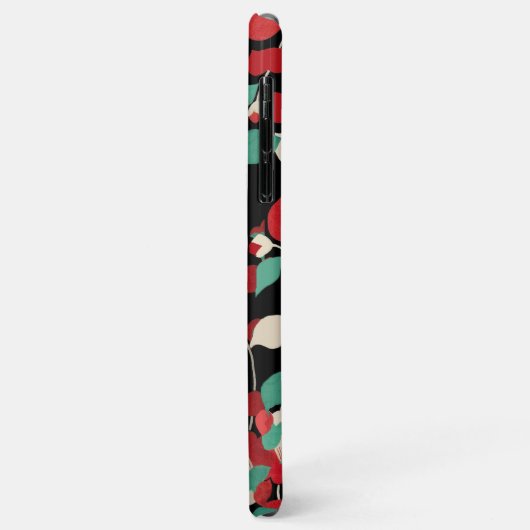RED CAMELLIAS, WEISSE GRÜNE BLÄTTER BLACK Dark Flo Case-Mate iPhone Hülle (Hinten/Links)