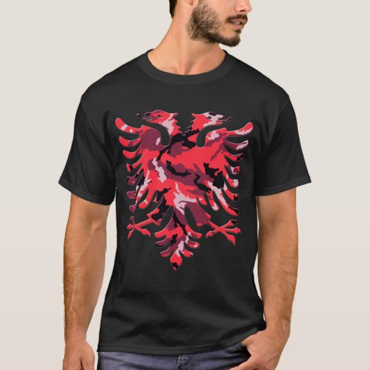 Red Camo Albanian Eagle 3D T-Shirt (Vorderseite)