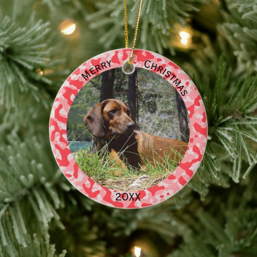 Red Camouflage Camouflage Keramik Ornament (Baum)