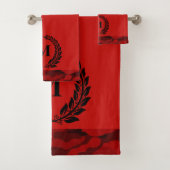 Red Camouflage Mit Monogramm Bath Handtuch Set (Insitu)