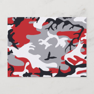 Red Camouflage Postcard Postkarte