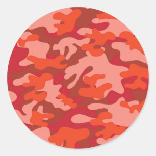 Red Camouflage Runder Aufkleber