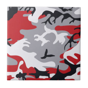 Red Camouflage Tile Fliese