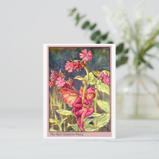Red Campion Fairy Postkarte (Stehend Vorderseite)