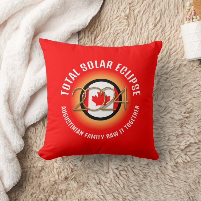 Red CANADA Flag 2024 INSGESAMT SOLAR ECLIPSE Souve Kissen (Decke)