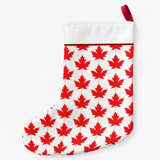 Red Canadian Maple Leaf Muster Custom Canada Kleiner Weihnachtsstrumpf (Rückseite)