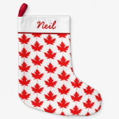 Red Canadian Maple Leaf Muster Custom Canada Kleiner Weihnachtsstrumpf (Vorderseite)