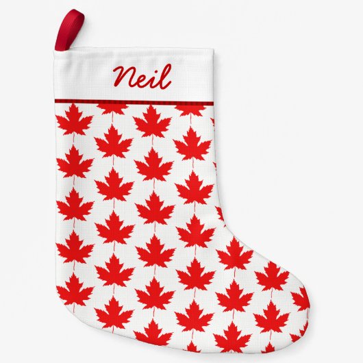Red Canadian Maple Leaf Muster Custom Canada Kleiner Weihnachtsstrumpf (Vorderseite)
