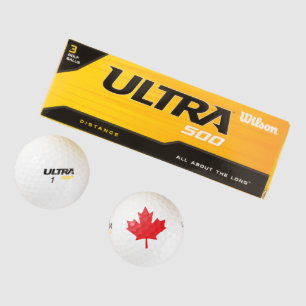 Red Canadian Maple Leaf unter kanadischer Flagge Golfball