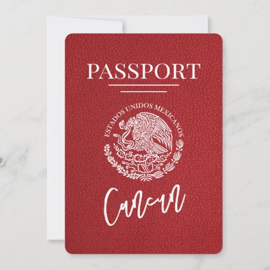 Red Cancun Passport Wedding Einladung (Rückseite)