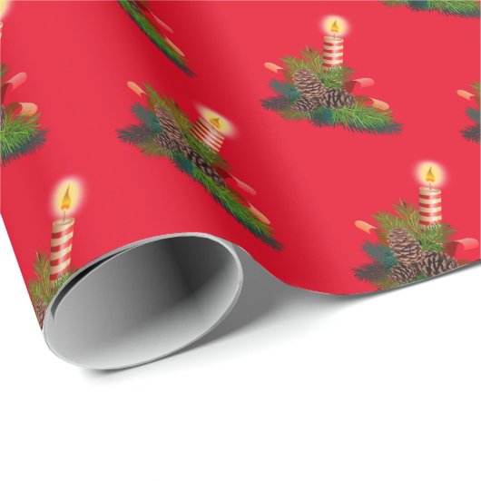 Red Candle Themed Holiday Weihnachtsgeschenk Wrap Geschenkpapier (Rolleneckpunkt)