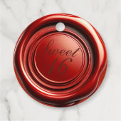 Red Candle Wax Siegel Tropfen Sweet 16 Wedding Geschenkanhänger (Rückseite)