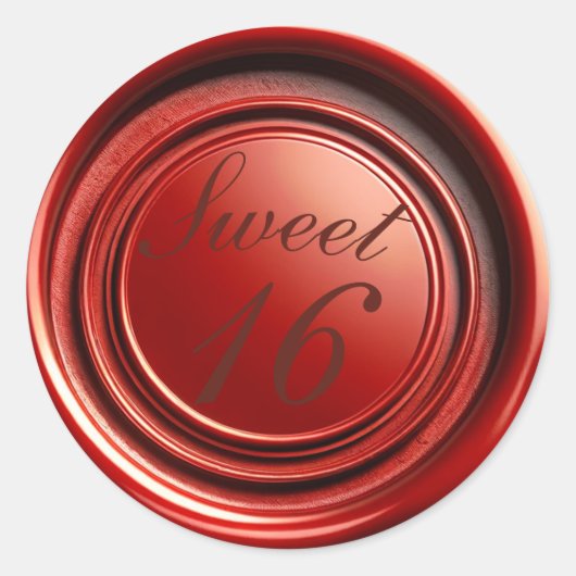 Red Candle Wax Siegel Tropfen Sweet 16 Wedding Runder Aufkleber (Vorderseite)