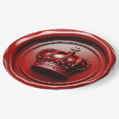 Red Candle Wax Tropfen Siegel Royal Crown Wedding Pappteller (Schrägansicht)