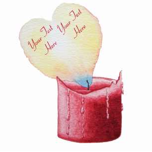 Red Candle with heart shaped flame for love Fotoskulptur Magnet